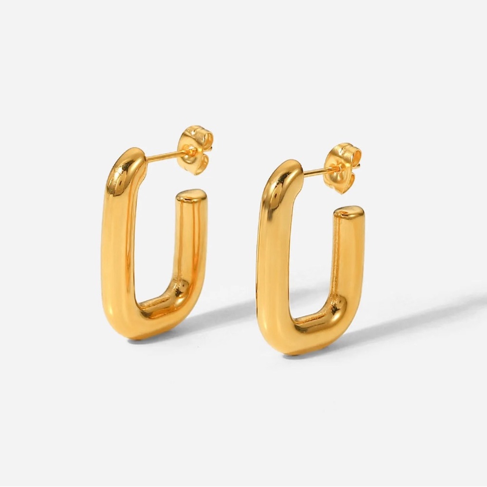 U Shaped Gold Hoop Earrings